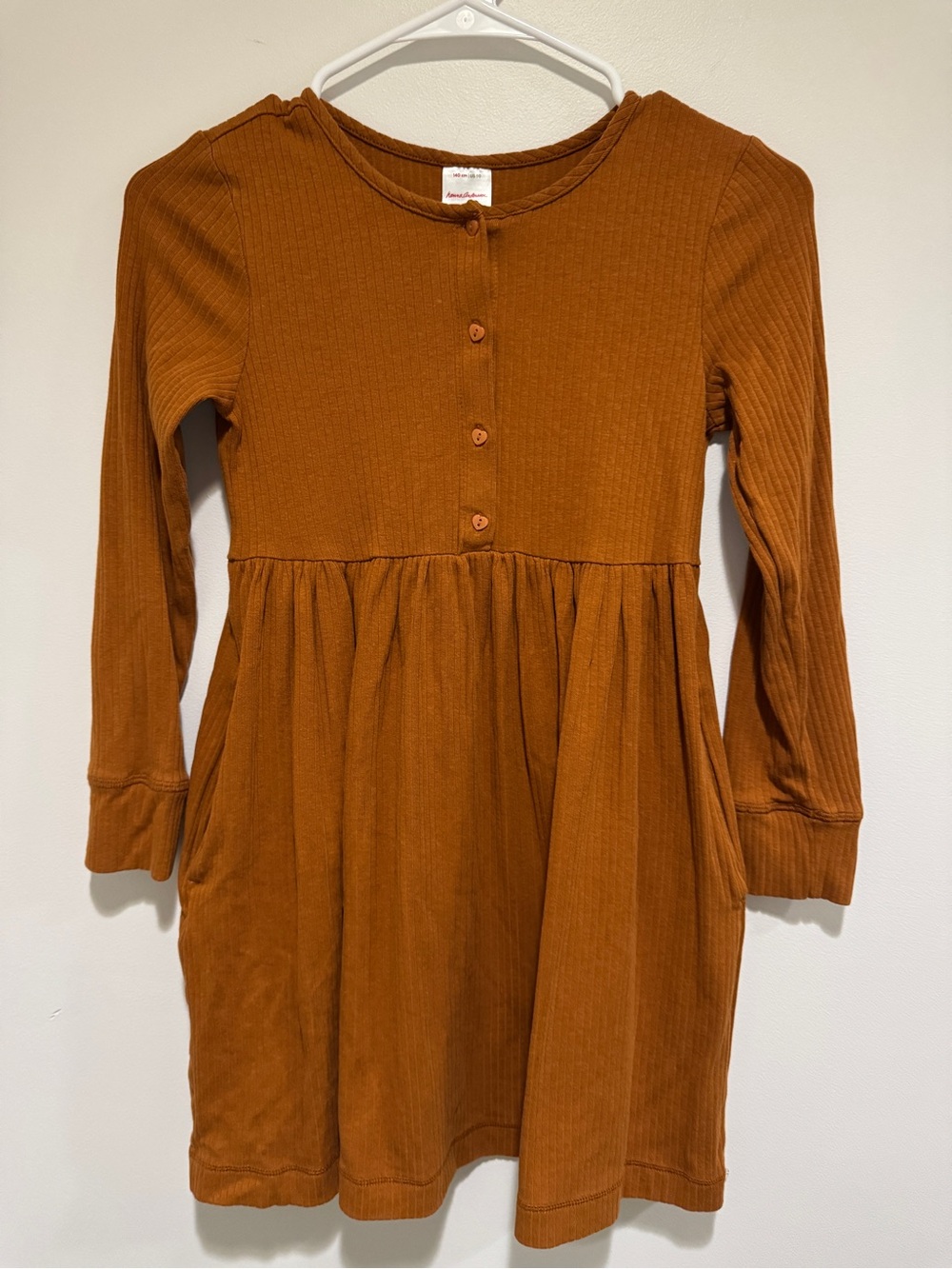 Hanna Andersson Rust-Orange Ribbed Long Sleeve Knit Dress